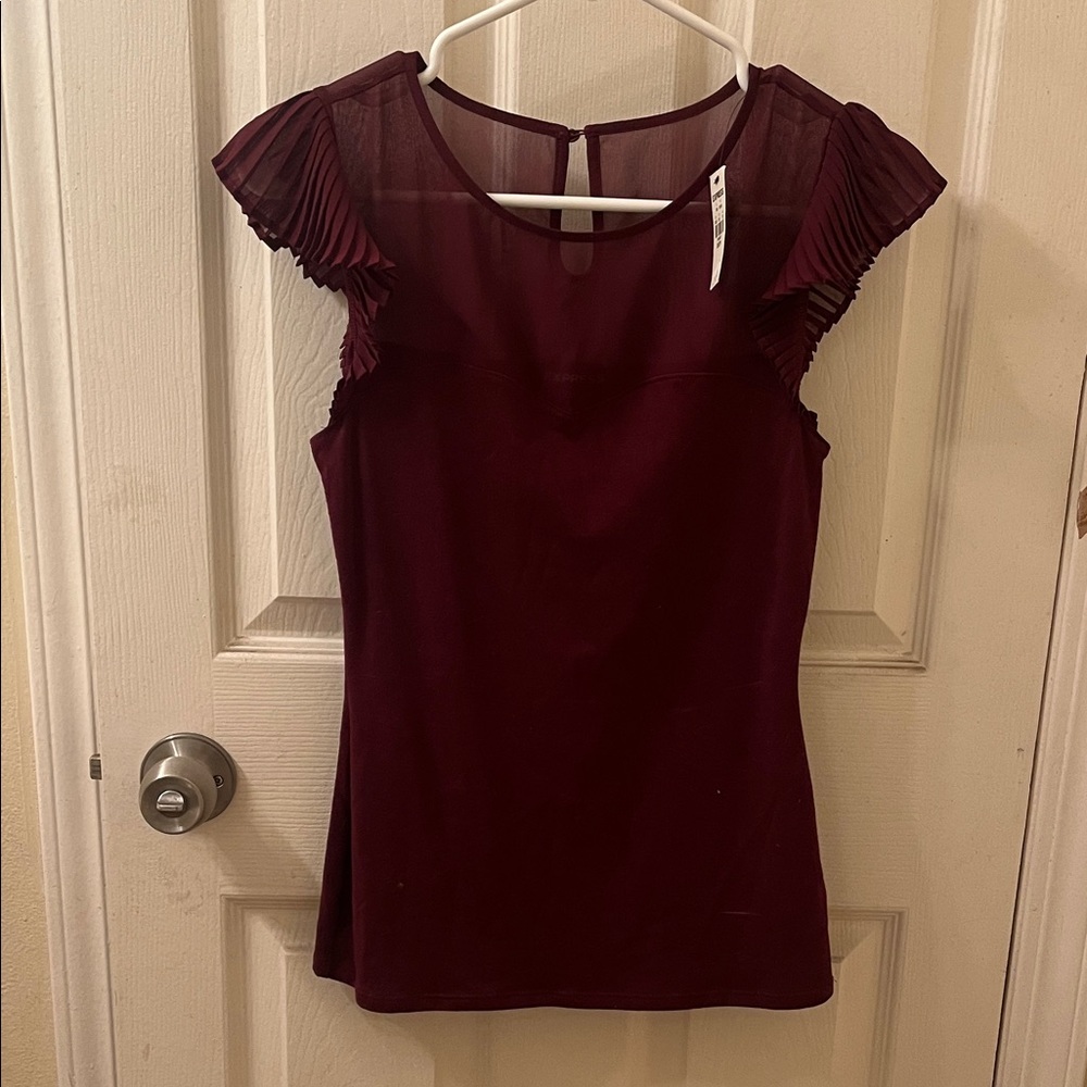 Express Burgundy Short Sleeve Blouse